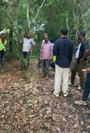 SELA field team during site investigations for the Gbedin Falls access road, Nimba County, Liberia